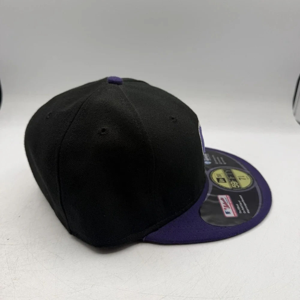 New Era 59Fifty Colorado Rockies Hat Cap 7 3/8 Black Purple Fitted MLB Baseball